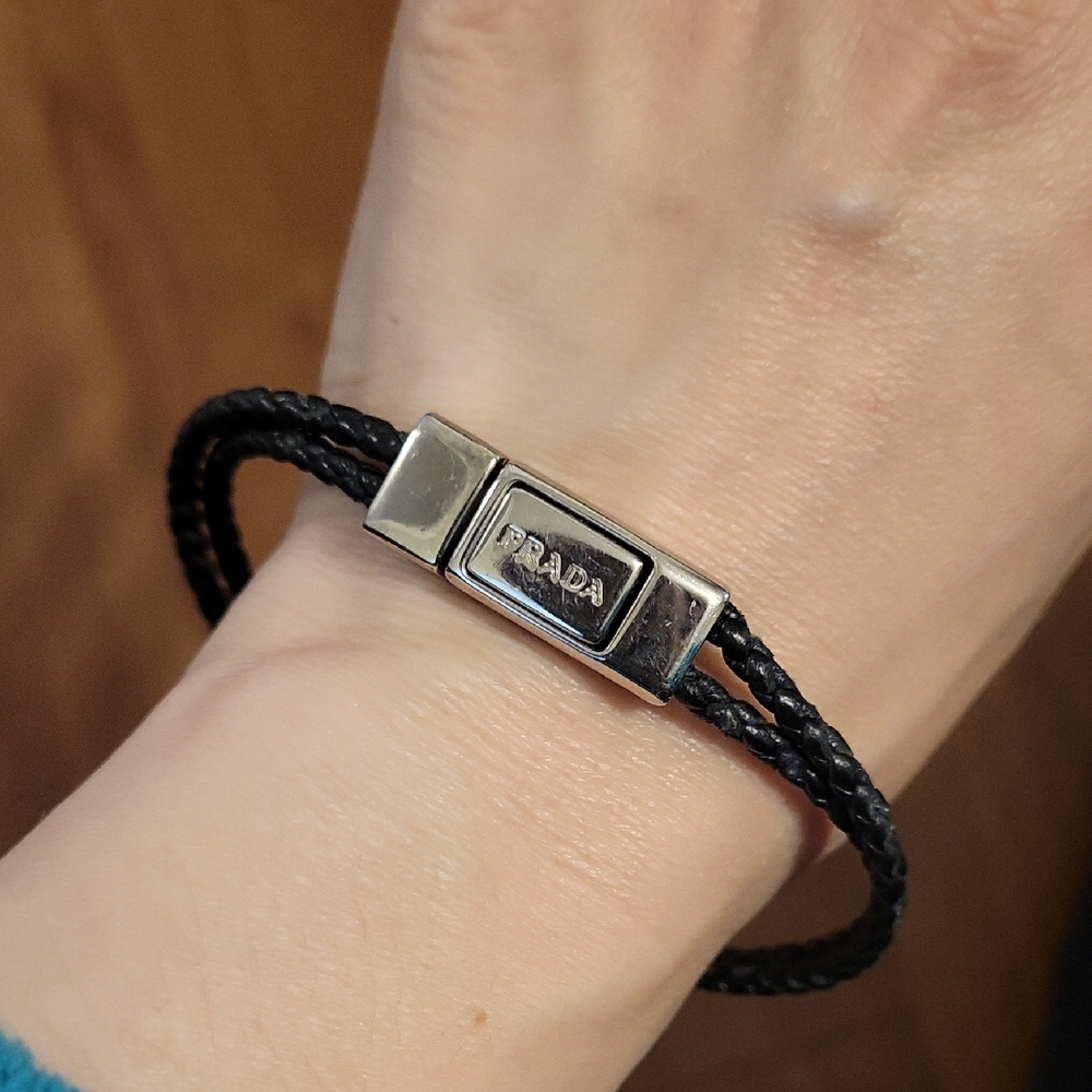 Prada Double Braided Nappa Leather Bracelet